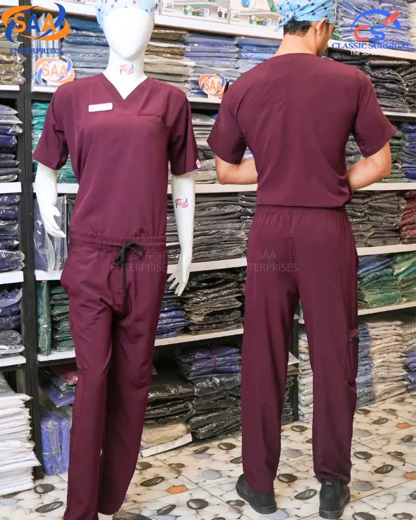 saa medical scrub uniform softie maroon 4.webp