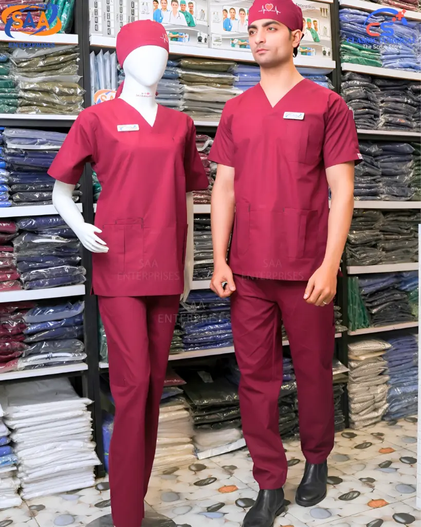 SAA Palm Unisex Scrub maroon color 4.webp