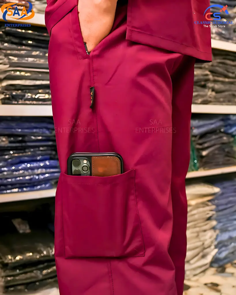 SAA Palm Unisex Scrub maroon color 3.webp