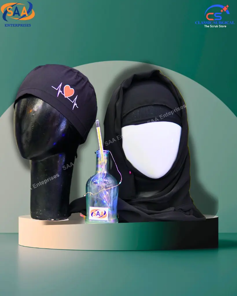 black doctor's cap and scarf.webp