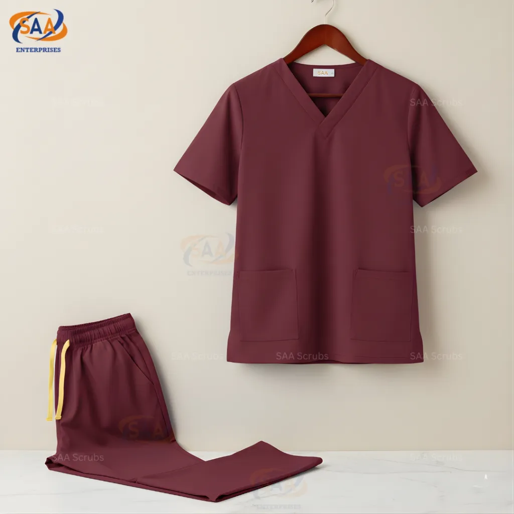 scrubs women Unisex Pro Spark SAA Scrubs uniform maroon.webp